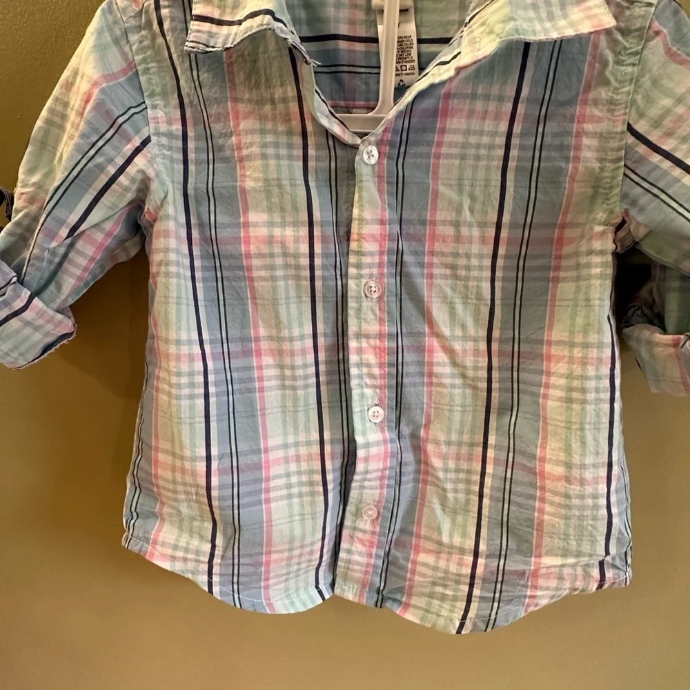 3T Plaid Button Down Collared Toddler Kids Long Sleeve Shirt